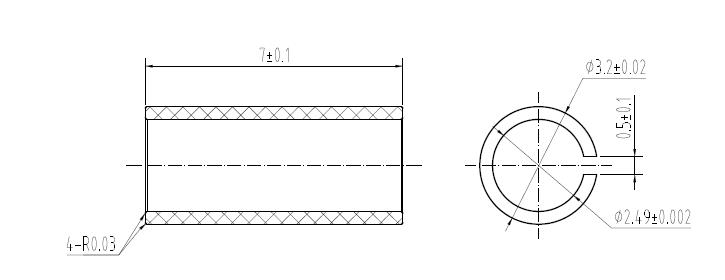 3.2×7.0mm SC Standard Ceramic Split Sleeve Drawing