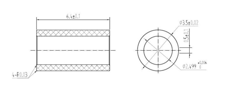 2.5mm Ceramic Solid Sleeve Drawing